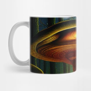 Magical Big Cottage Mushroom House with Lights in Forest with High Trees, Mushroom Aesthetic Mug